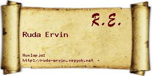 Ruda Ervin névjegykártya